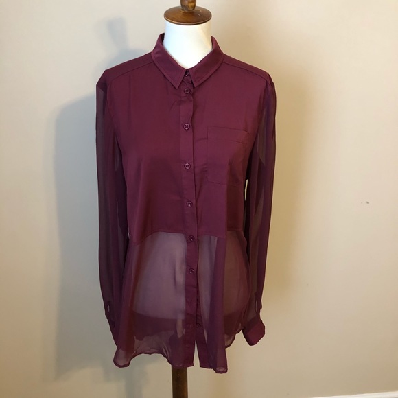 Free People Tops - Free people burgundy blouse size medium